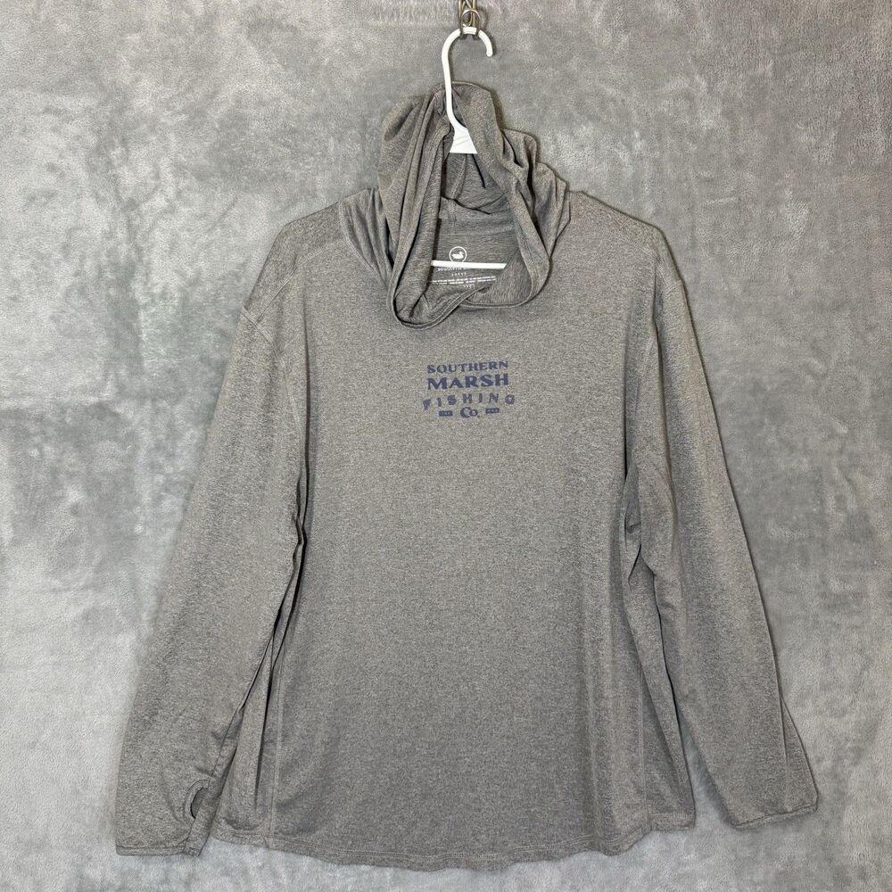 Southern Marsh Fieldtec Pullover Hoodie Mens Large Gray UPF Fishing Hood Outdoor